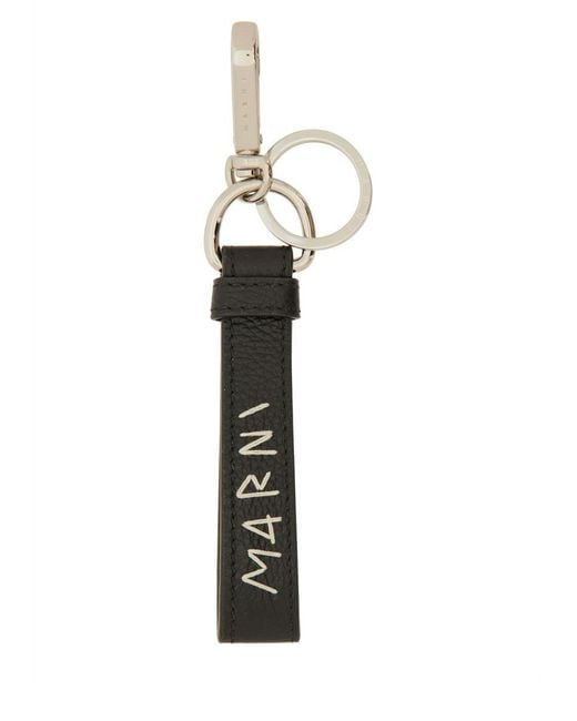 Marni White Keychain With " Mending" Embroidery for men