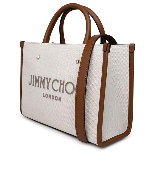 Jimmy Choo Metallic Avenue Bag In Ivory Fabric
