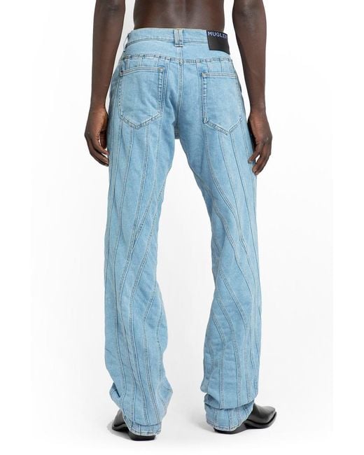 Mugler Blue Snow Spiral Straight-leg Jeans for men