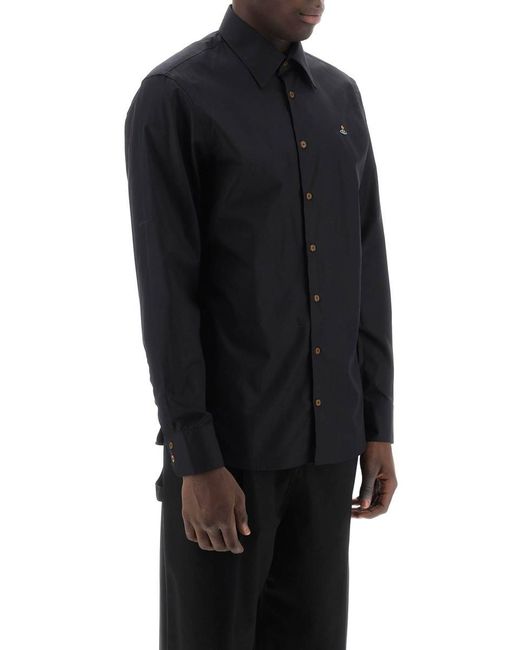 Vivienne Westwood Blue Ghost Shirt With Orb Embroidery for men