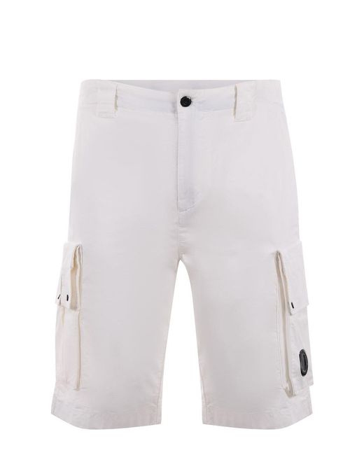 C P Company White Cargo Shorts for men
