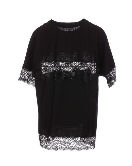 Dolce & Gabbana Black T-shirt With Lace Inserts