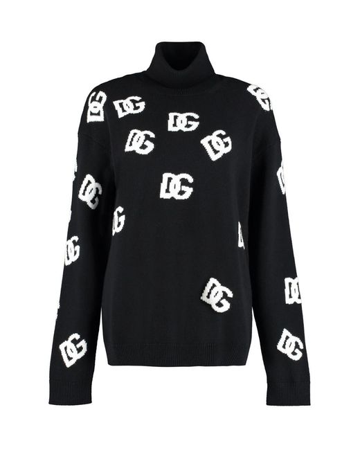 Dolce & Gabbana Black Wool Turtleneck Sweater