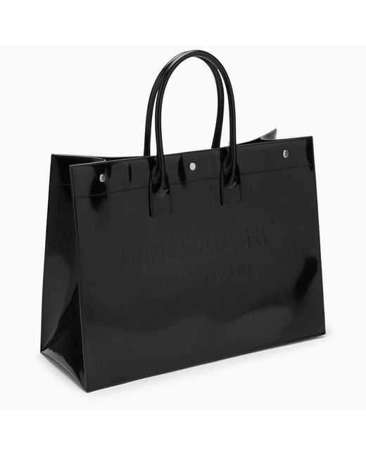 Saint Laurent Black Large Rive Gauche Patent Bag for men