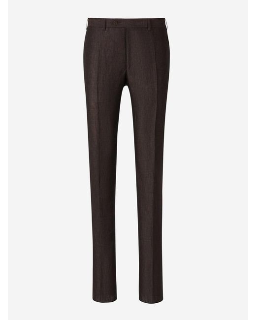 Canali Gray Ultralight Linen Trousers for men