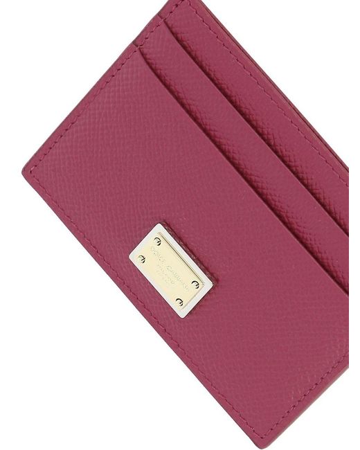 Dolce & Gabbana Purple Logo Detail Leather Card Holder