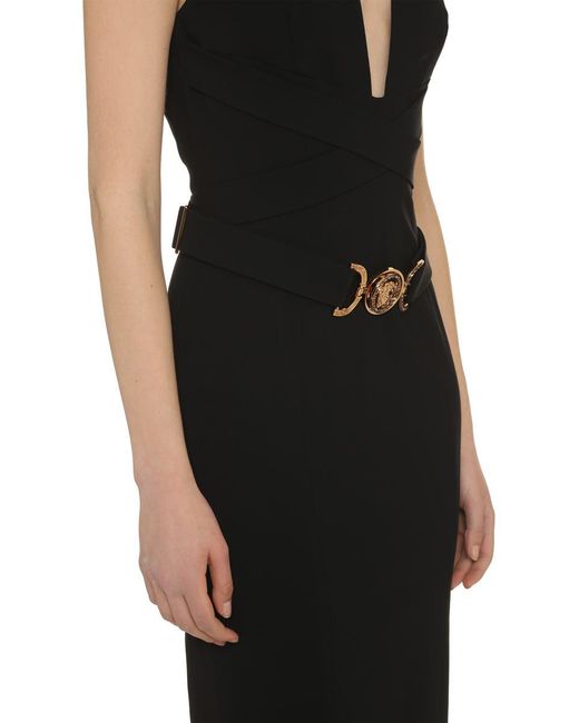 Versace Black Crepe Midi Dress