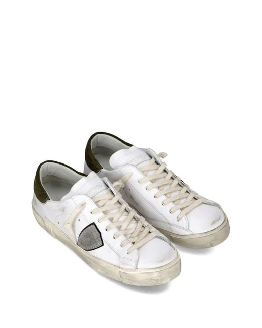 Philippe Model White Distressed Lace-Up Sneakers for men
