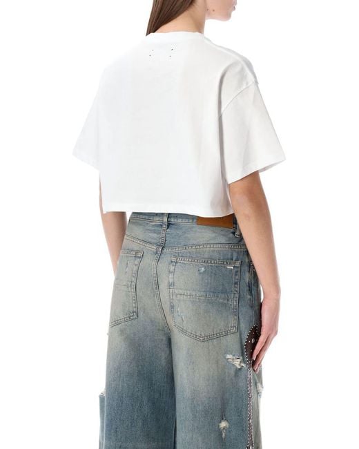 Amiri White Arts District Cropped Cotton Tee