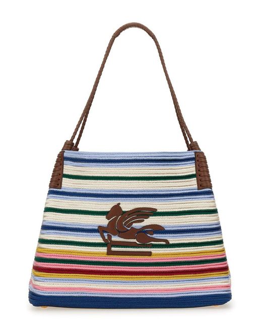 Etro Blue Medium Libra Tote Bag