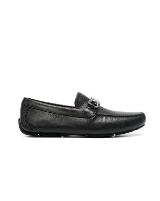 Ferragamo Black Gancini Leather Drivers for men