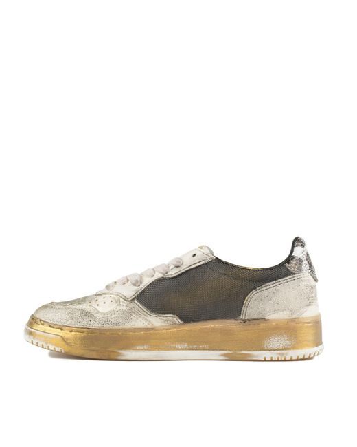 Autry Brown Medalist Low Super Vintage And Leather And Mesh Sneakers