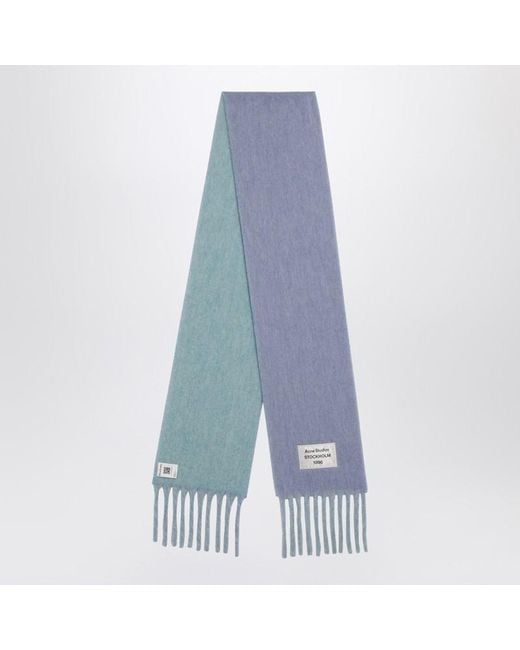Acne Blue Bicolor Alpaca Scarf for men