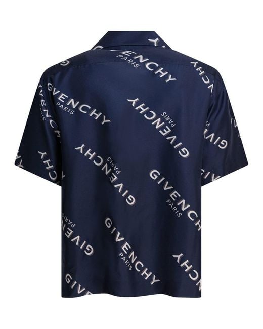 Givenchy Blue Silk Bowling Shirt for men