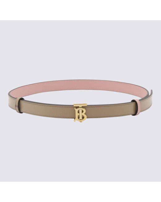 Burberry Brown Oat Beige And Dusky Pink Leather Belt