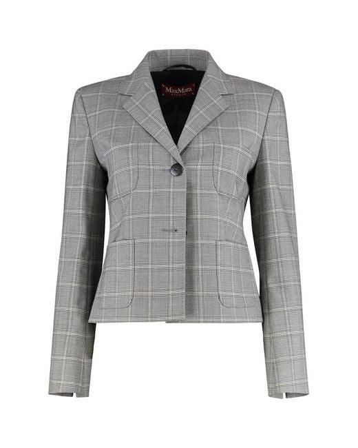 Max Mara Gray Manto Single-Breasted Two-Button Jacket