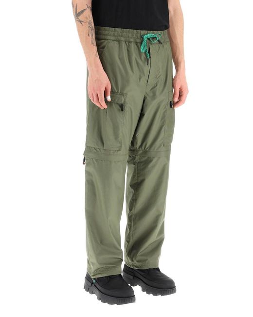 3 MONCLER GRENOBLE Green Zip-off Convertible Ripstop Pants for men
