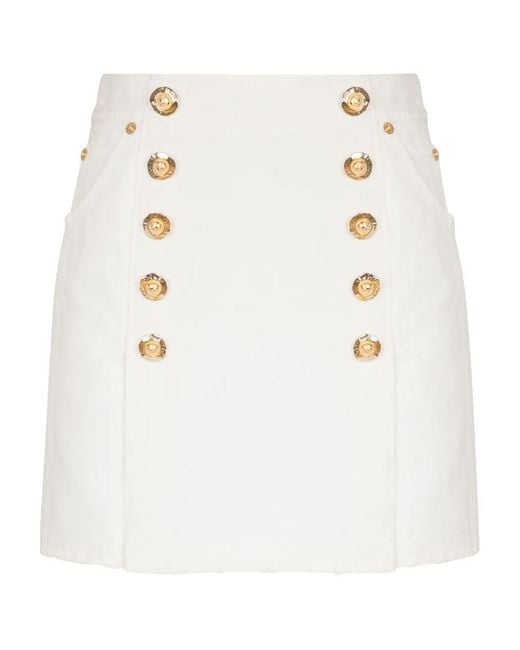 Balmain White Canvas Skirt