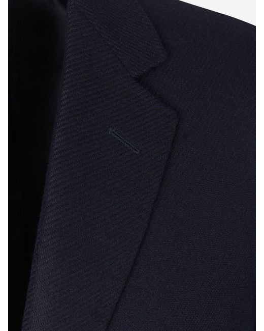 Canali Blue Herringbone Wool Coat for men