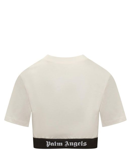 Palm Angels White Logo Tape Crop T-shirt