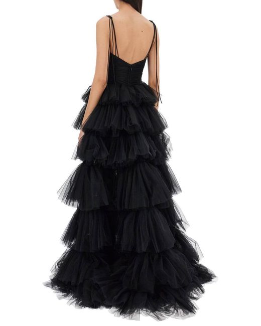 19:13 Dresscode Black 1913 Dresscode Long Bustier Dress With Flounced Skirt