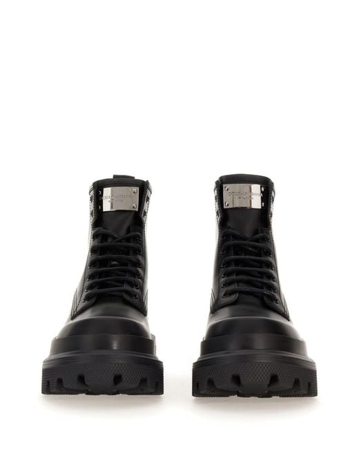 Dolce & Gabbana Black Ankle Boot With Logo Plaque for men