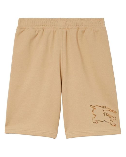 Burberry Natural Equestrian-knight Detail Cotton Track Shorts for men