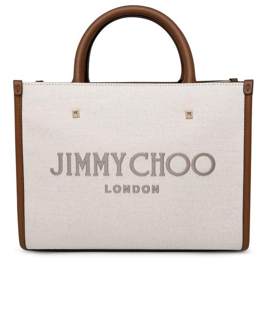 Jimmy Choo Metallic Avenue Bag In Ivory Fabric