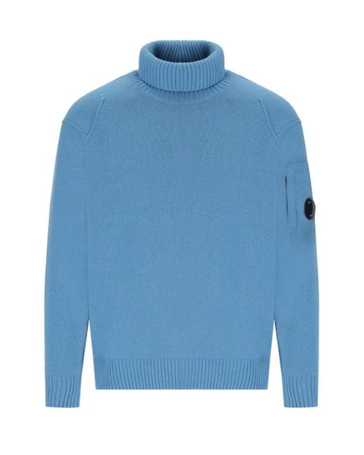 C P Company Blue Grs Aegean Turtleneck Sweater for men