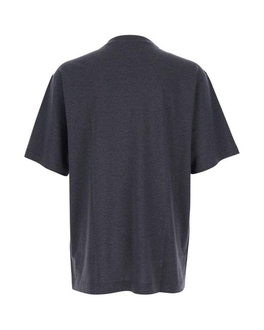 Dolce & Gabbana Black Crewneck T-Shirt With Logo Print On The Front for men