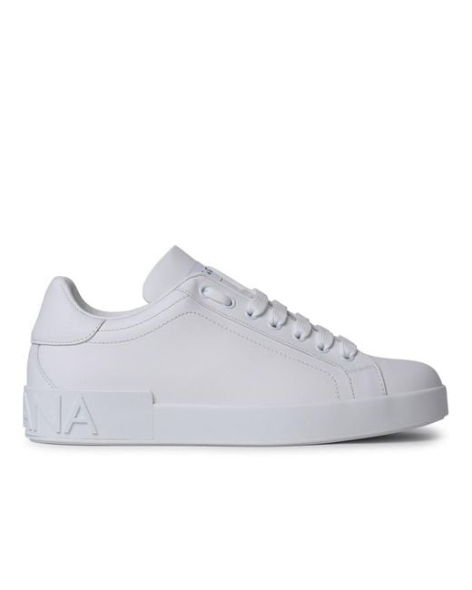 Dolce & Gabbana Portofino White Leather Sneakers for men