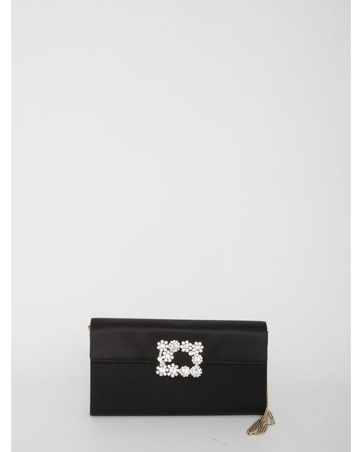 【関税&送料込】Roger Vivier Flower Buckle Pouch Roger Vivier Flower Buckle Pouch in Black | Lyst