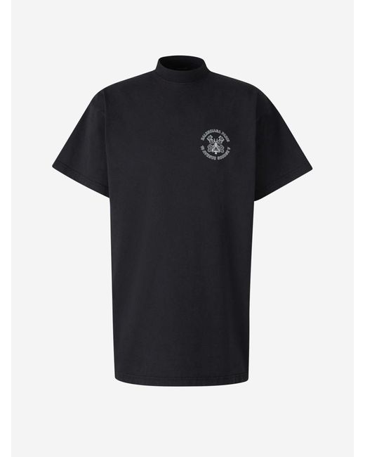 Balenciaga Black Cotton Logo T-Shirt for men