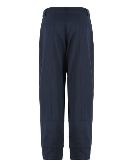 Pinko Blue Pants Made Of Wool Blend
