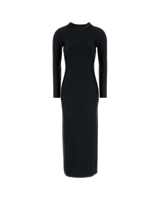 T By Alexander Wang Black Long Dress With Logo