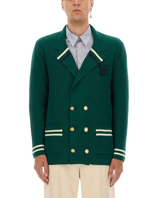 Valentino Garavani Green Cotton And Wool Jacket for men