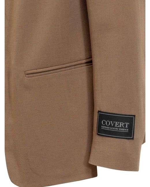 Covert Brown Open Front Jacket for men