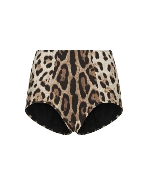Dolce & Gabbana Black Leopard-print High-waisted Bikini Bottom