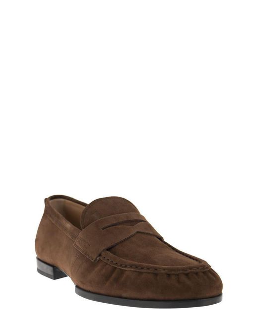 Tod's Brown Suede Leather Moccasin for men