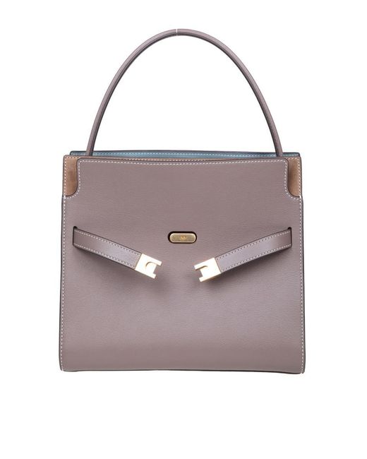 Tory Burch Pink Lee Radziwill Small Bag In Taupe Color Leather