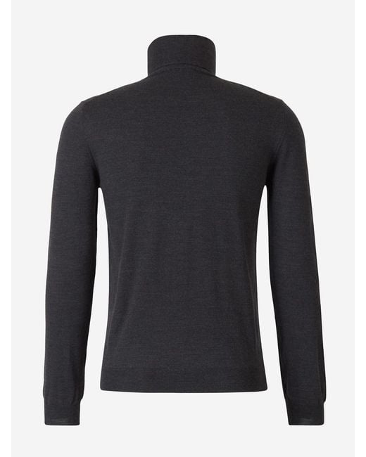 Zanone Black Wool Turtleneck Sweater for men