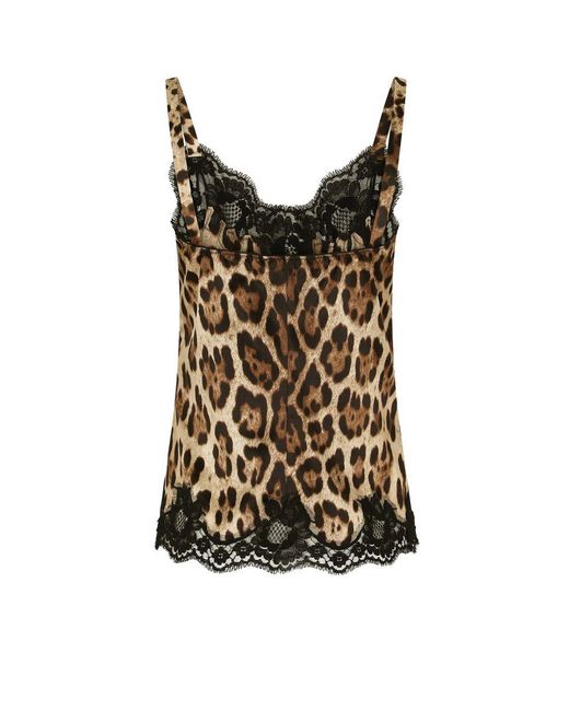 Dolce & Gabbana Black Leopard Print Silk Top