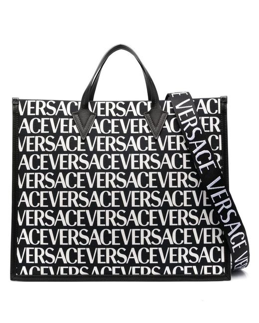Versace Black Logo-print Tote Bag for men