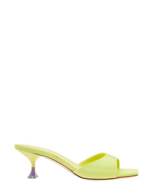 3Juin Yellow 'kimi' Lime Green Sandals With Contrasting Enamelled Heel In Viscose Woman