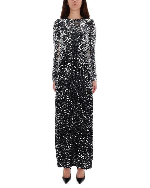 Rabanne Black Long Dress With Sequins