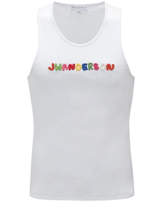 J.W. Anderson White Logo-Embroidered Cotton Tank Top