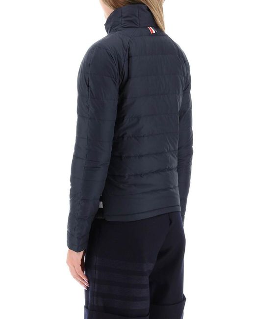 Thom Browne Blue Quilted Puffer Jacket With 4 Bar Insert