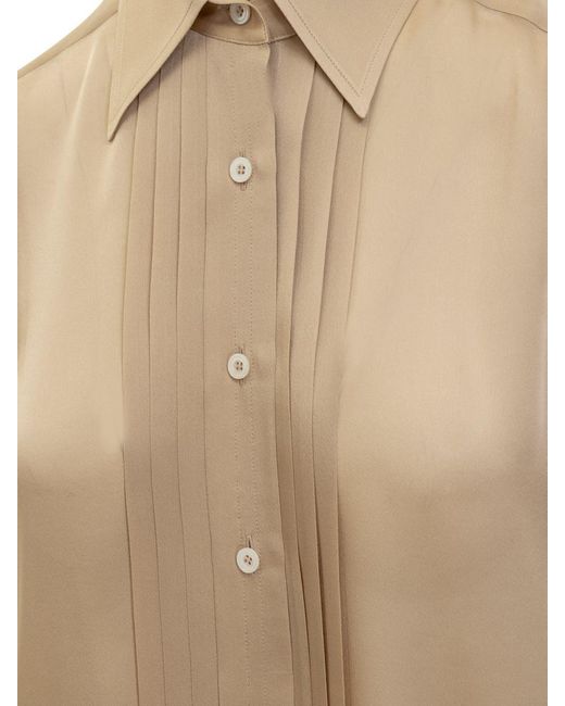 Tom Ford Natural Silk Shirt With Pleated Detail