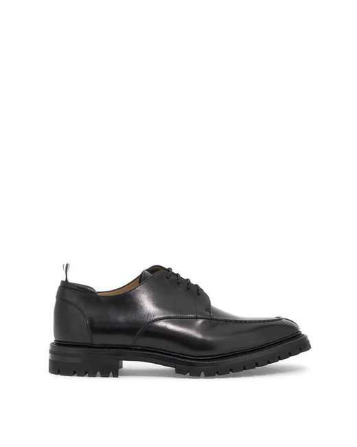 Thom Browne Black Smooth Leather Derby Apron Stitch In for men