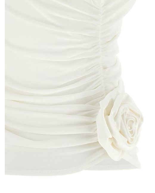 Magda Butrym White One-Shoulder Top With 3D Floral Applications